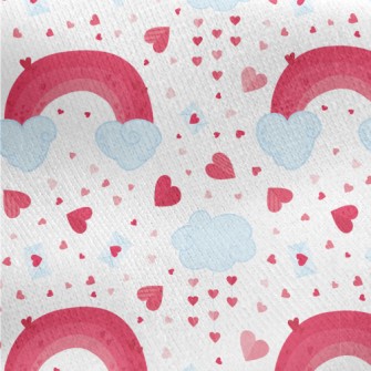 Pink Rainbow Cloud Heart Jersey Backed Fleece