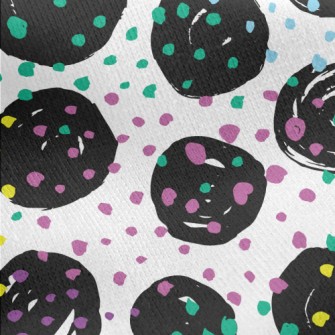 Black Round Colorful Dots Jersey Backed Fleece