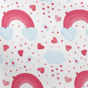 Pink Rainbow Cloud Heart Pongee