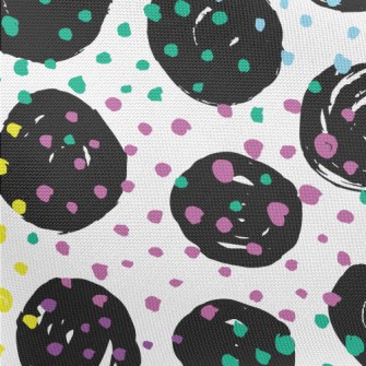 Black Round Colorful Dots Pongee