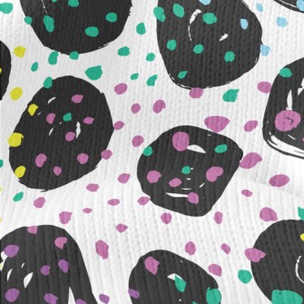 Black Round Colorful Dots Stretch Jersey