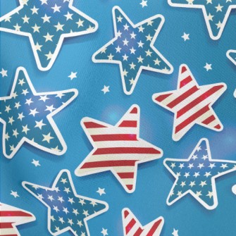 Red And Blue Stars Lightweight Cotton Poplin