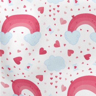 Pink Rainbow Cloud Heart Lightweight Cotton Poplin