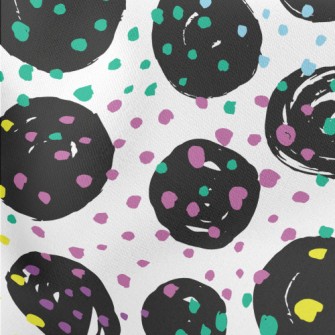 Black Round Colorful Dots Lightweight Cotton Poplin