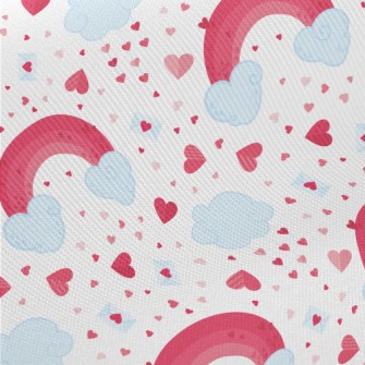 Pink Rainbow Cloud Heart Midweight Cotton Poplin