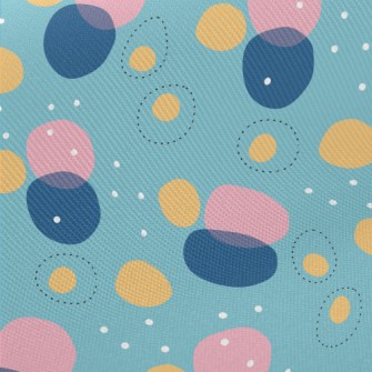 Pink Blue Circle Geometry Midweight Cotton Poplin