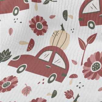 Hand Drawn Car With Pumpkin Terry