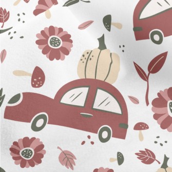 Hand Drawn Car With Pumpkin Micro Fleece