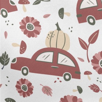 Hand Drawn Car With Pumpkin Pongee