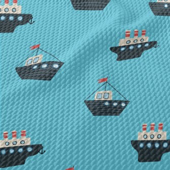 Ship Sailing On The Sea Birdseye Piqué