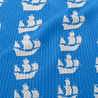White Pirate Ship Silhouette Birdseye Piqué