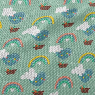 Love Hot Air Balloon And Rainb Birdseye Piqué