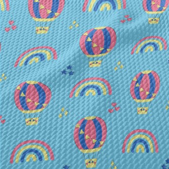 Cute Hot Air Flying In The Air Birdseye Piqué