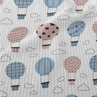 Blue And Pink Pattern Hot Air  Birdseye Piqué