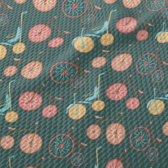 Colorful Retro Bicycle Birdseye Piqué