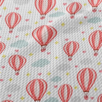 Hot Air Balloon And Love Birdseye Piqué