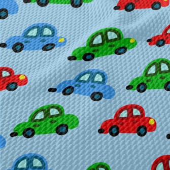 Cartoon Doodle Car Birdseye Piqué