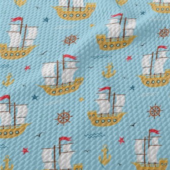 Sailboat And Anchor Birdseye Piqué