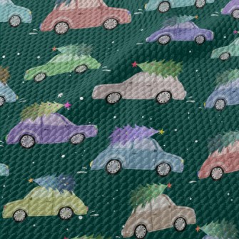 Colorful Cars And Christmas Tr Birdseye Piqué