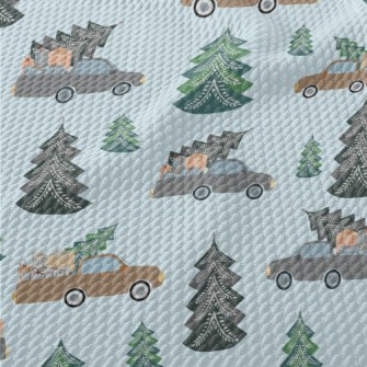 Truck And Christmas Tree With  Birdseye Piqué