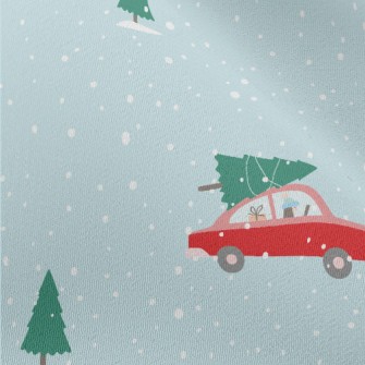 Christmas Tree And Red Car Chiffon