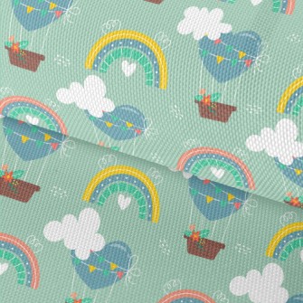 Love Hot Air Balloon And Rainb Waterproof Oxford