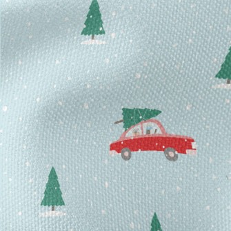 Christmas Tree And Red Car Waterproof Canvas