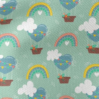 Love Hot Air Balloon And Rainb Waterproof Canvas