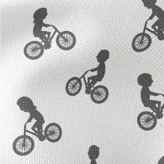 Children Riding Bicycles Silho Waterproof Canvas