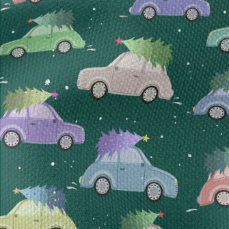 Colorful Cars And Christmas Tr Waterproof Canvas