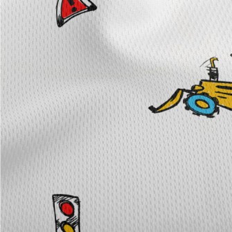 Cartoon Construction Vehicles Athletic Mesh Flat Back