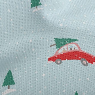 Christmas Tree And Red Car Athletic Mesh Flat Back