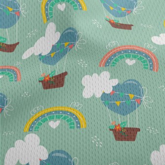 Love Hot Air Balloon And Rainb Athletic Mesh Flat Back