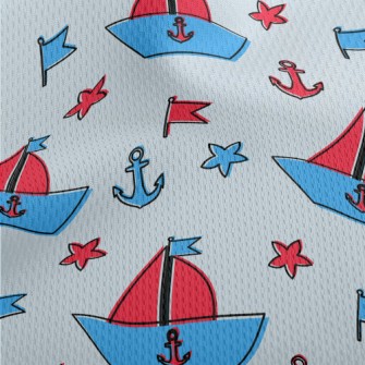 Cute Sailboat Doodle Athletic Mesh Flat Back