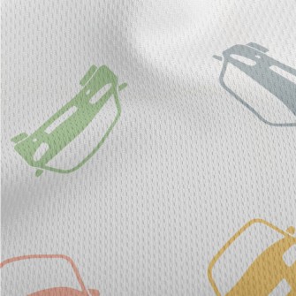 Colored Car Silhouettes Athletic Mesh Flat Back