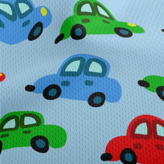 Cartoon Doodle Car Athletic Mesh Flat Back