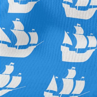 White Pirate Ship Silhouette Terry