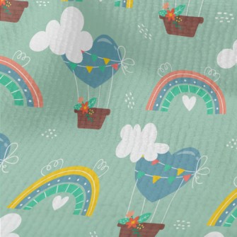 Love Hot Air Balloon And Rainb Terry