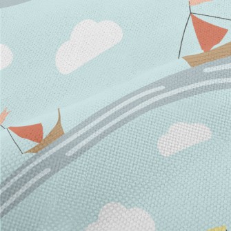 Sailboat Sailing On The Waves Performance Linen