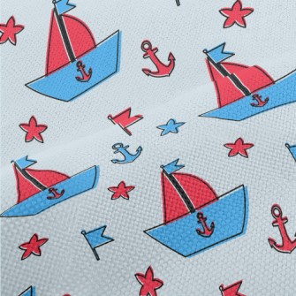 Cute Sailboat Doodle Performance Linen