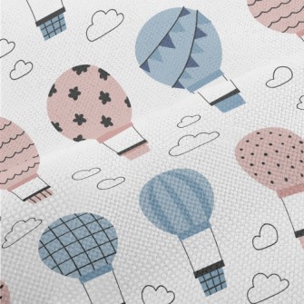 Blue And Pink Pattern Hot Air  Performance Linen