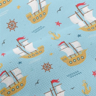 Sailboat And Anchor Performance Linen