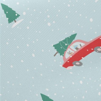 Christmas Tree And Red Car Twill