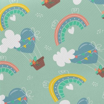 Love Hot Air Balloon And Rainb Twill