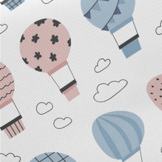 Blue And Pink Pattern Hot Air  Twill