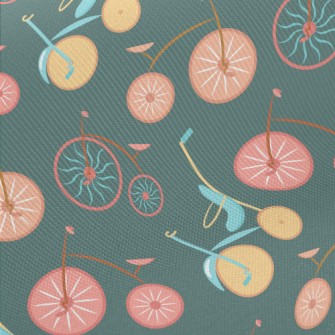 Colorful Retro Bicycle Twill