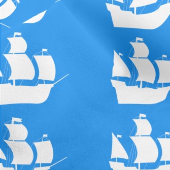 White Pirate Ship Silhouette Micro Fleece