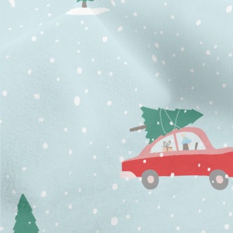 Christmas Tree And Red Car Micro Fleece