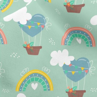 Love Hot Air Balloon And Rainb Micro Fleece