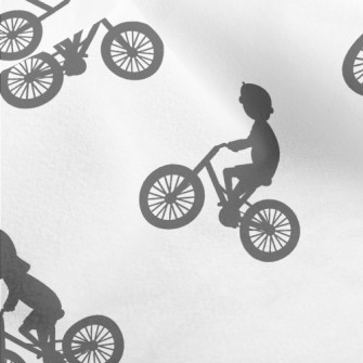 Children Riding Bicycles Silho Micro Fleece